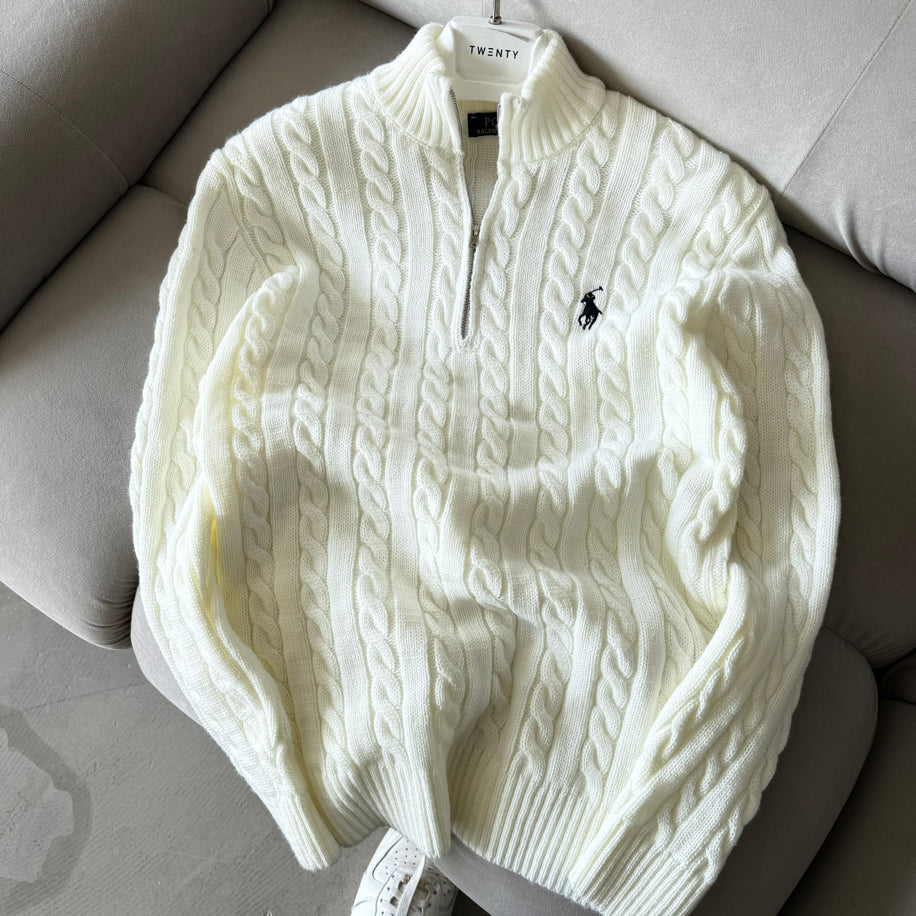 Polo Fermuarlı beyaz