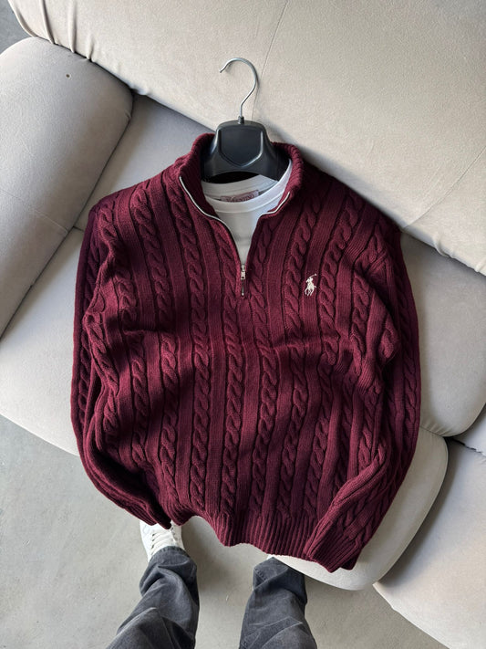 Polo yarı fermuarlı bordo (PREMİUM KALİTE)